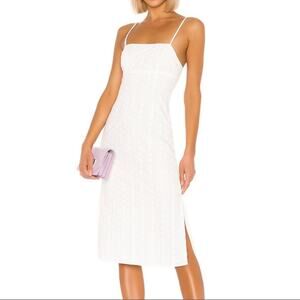 LPA Revolve Women’s Janina Eyelet Heart Embroidered Lace Slip Midi Dress Small